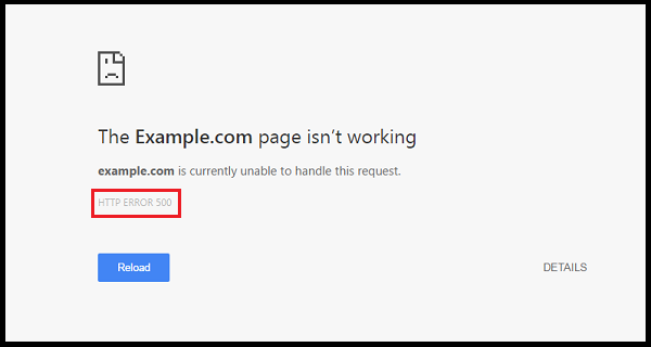 http error 500 page can't be reached google